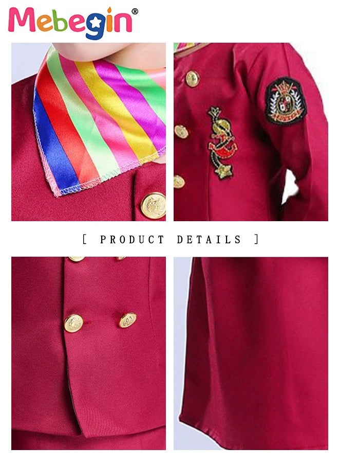 MEBEGIN - 4PCS Flight Attendant Suit, Stewardess Uniform Set with Top, Skirt, Hat and Scarf, Girl's Aerospace Flight Attendant Uniform, Stewardess Costume for Cosplay, Stage Performance and Themed Party - Image 1