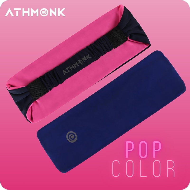 Athmonk Lycra Multipurpose Reversible Headband For Men Women, Colorful Stylish Sweatband Quick Dry Manage Long Hair Wide Snug Fit Elastic For Sports, Running, Gym, Cricket, Badminton, Black - Image 3