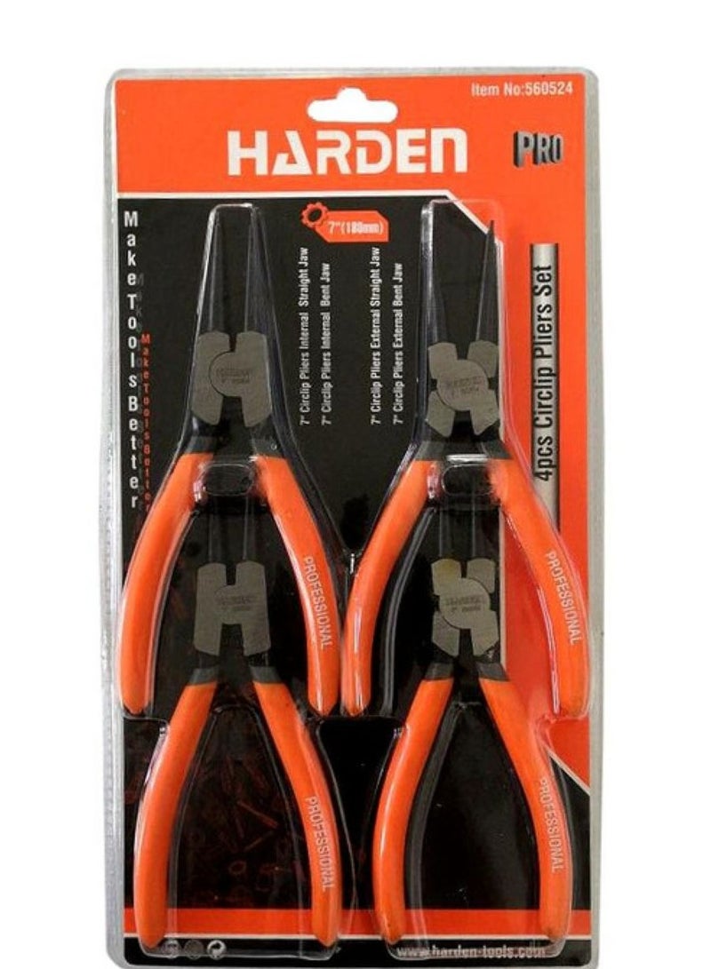 Harden Circlip Plier Set 7 INCH OPEN/CLOSE 4 PCS