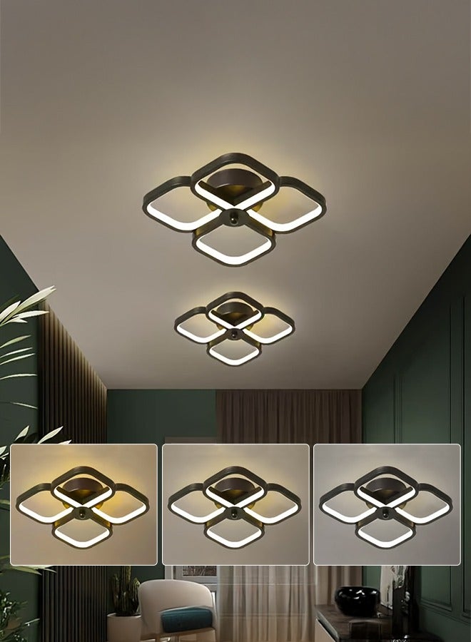 XiuWoo Modern Simple Ceiling Lamp Petal Light, Three-color Changing Light, Embedded Metal Black Ceiling Lamp Suitable for Living Room, Kitchen Corridor Restaurant Bedroom - Image 1