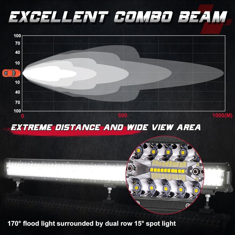 OFFROADTOWN 30inch LED Light Bar 660W LED Driving Light Spot Flood Combo Beam Off Road LED Lights Waterproof Bumper Light for Truck Pickup Toyota Chevy Ram UTV Polaris Can Am - Image 4