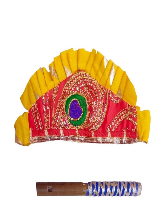 Aglare Krishna.. Embroidered Angarkha Top With Lace Work Dhoti And Mukut Murli,for Janmashtami and Navratri.Boys Kedia..B - Image 2