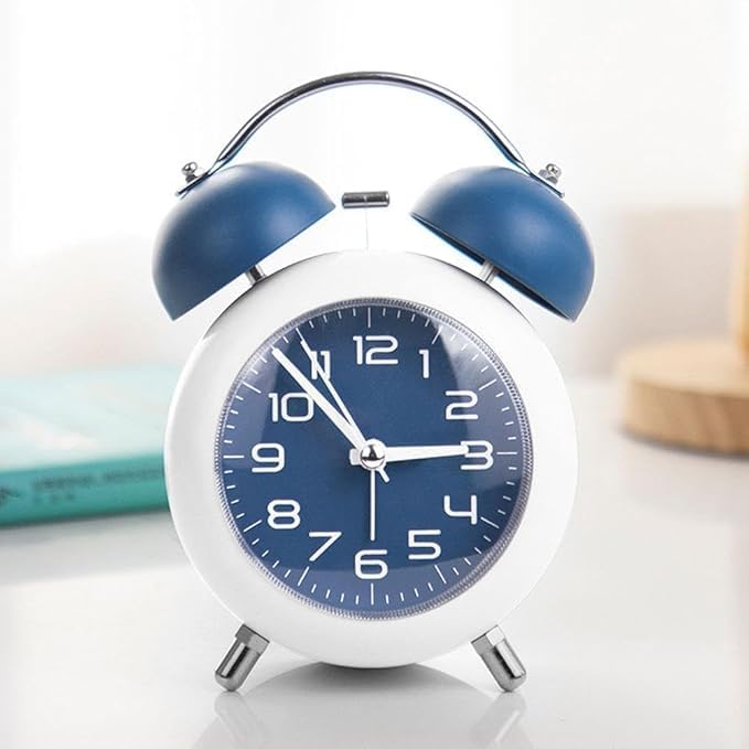 black sparrow Twin Bell with Matt Colour Table Alarm Clock with Night Led Light for Student for Kids Bedroom - Image 1