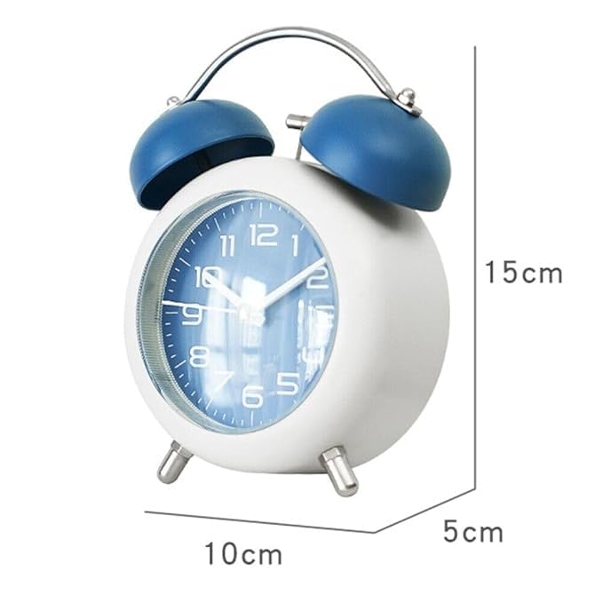 black sparrow Twin Bell with Matt Colour Table Alarm Clock with Night Led Light for Student for Kids Bedroom - Image 2