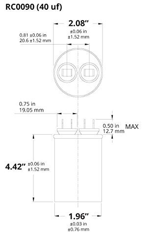 TEMCo Industrial TEMCo 40 uF Run Capacitor CBB65, 40 MFD, 370-440V, Round, 50/60Hz | for HVAC AC Fan, Motor, Blower Applications - Image 2