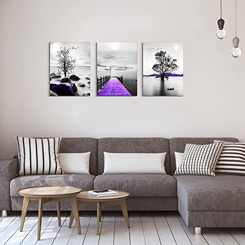 DZRWUBHS Canvas Wall Art For Living Room, Bedroom, Office: 3-Piece Modern Black And White Scenery Painting - Image 2