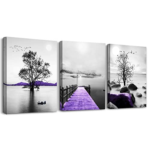 DZRWUBHS Canvas Wall Art For Living Room, Bedroom, Office: 3-Piece Modern Black And White Scenery Painting - Image 1
