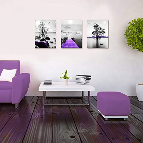 DZRWUBHS Canvas Wall Art For Living Room, Bedroom, Office: 3-Piece Modern Black And White Scenery Painting - Image 3