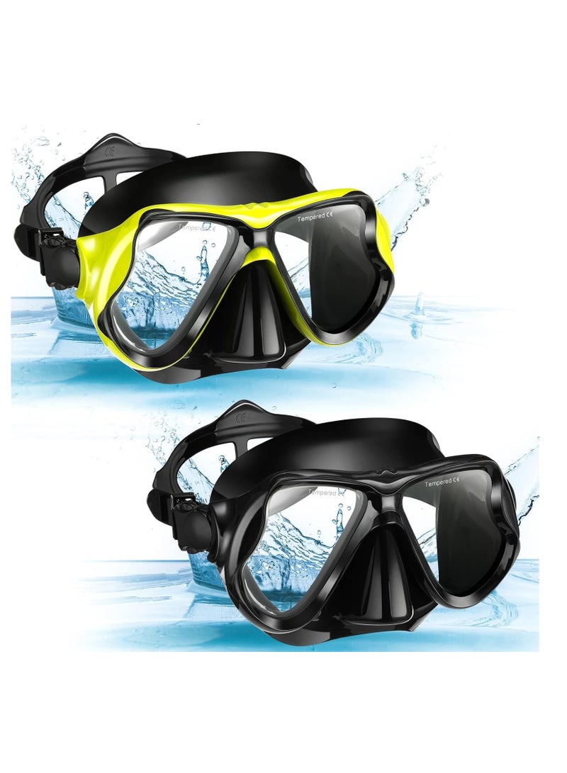 Excefore 2 Pack Diving Mask Adult Swimming Snorkel Mask Clear View Swimming Goggles with Nose Cover Anti Fog Swim Mask Tempered Glass Snorkeling Goggles for Diving Snorkeling Swimming - Image 1