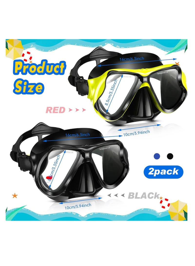 Excefore 2 Pack Diving Mask Adult Swimming Snorkel Mask Clear View Swimming Goggles with Nose Cover Anti Fog Swim Mask Tempered Glass Snorkeling Goggles for Diving Snorkeling Swimming - Image 2