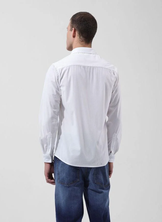 The Indian Garage Co Men Regular Fit Embroidered Cutaway Collar Full Sleeves Shirt