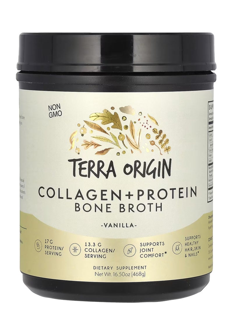 Terra Origin Collagen + Protein Bone Broth, Vanilla, 16.50 oz (468 g)