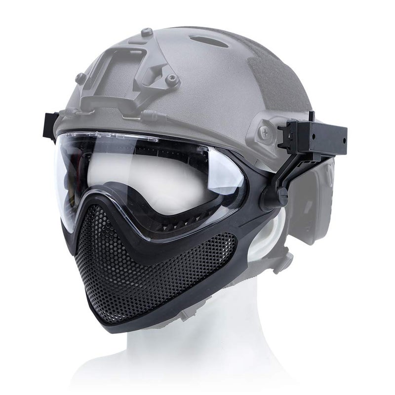 ATAIRSOFT 2 Modes Airsoft Mask Full Face Tactical Safety Protective Mask Anti-Fog Goggles Set with 3 Interchangable Lens (Black) - Image 4