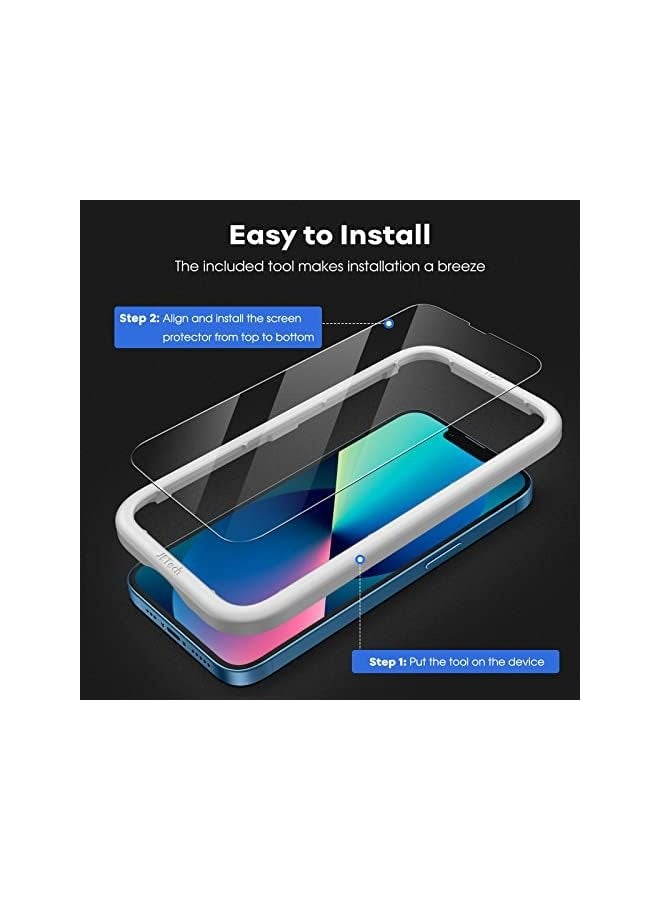 JETech Full Coverage Screen Protector for iPhone 13/13 Pro 6.1-Inch, Tempered Glass Film with Easy Installation Tool, Case-Friendly, HD Clear, 3-Pack - Image 4