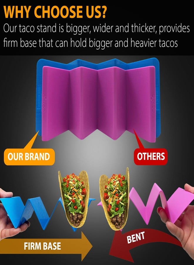 KSEV Kitchen Taco Holder Stand - 6 Packs (Extra Large) Non-Toxic, BPA Free, Dishwasher & Microwave Safe - Hold 3 Tacos, Hard Plastic Taco Rack, Party Serving Tray Set for Hard and Soft Shell Tacos Tortilla - Image 3