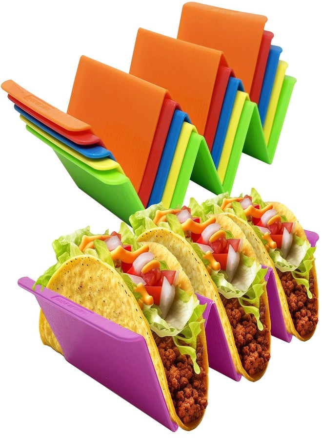 KSEV Kitchen Taco Holder Stand - 6 Packs (Extra Large) Non-Toxic, BPA Free, Dishwasher & Microwave Safe - Hold 3 Tacos, Hard Plastic Taco Rack, Party Serving Tray Set for Hard and Soft Shell Tacos Tortilla - Image 1