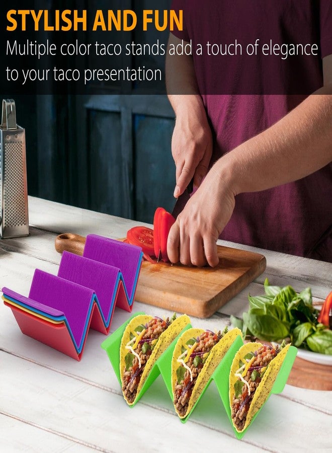 KSEV Kitchen Taco Holder Stand - 6 Packs (Extra Large) Non-Toxic, BPA Free, Dishwasher & Microwave Safe - Hold 3 Tacos, Hard Plastic Taco Rack, Party Serving Tray Set for Hard and Soft Shell Tacos Tortilla - Image 2