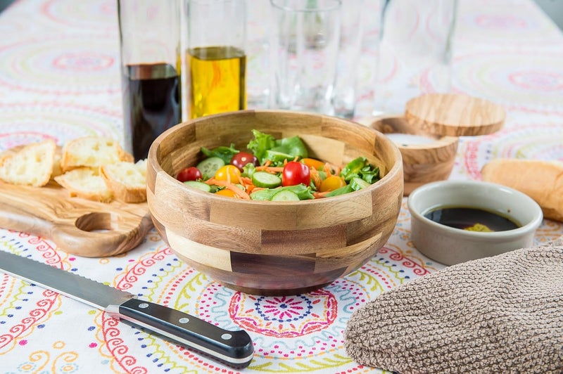 Lipper International Acacia Round Serving Bowl for Pasta Fruits Salads or Popcorn 8 Diameter x 325 Height Single Bowl - Image 4