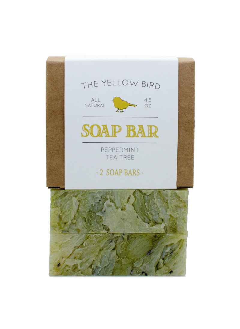 The Yellow Bird - The Yellow Bird Peppermint Soap Bar with Tea Tree Oil  Handmade in USA with Natural Organic Vegan Ingredients 2 Bar Pack - Image 1