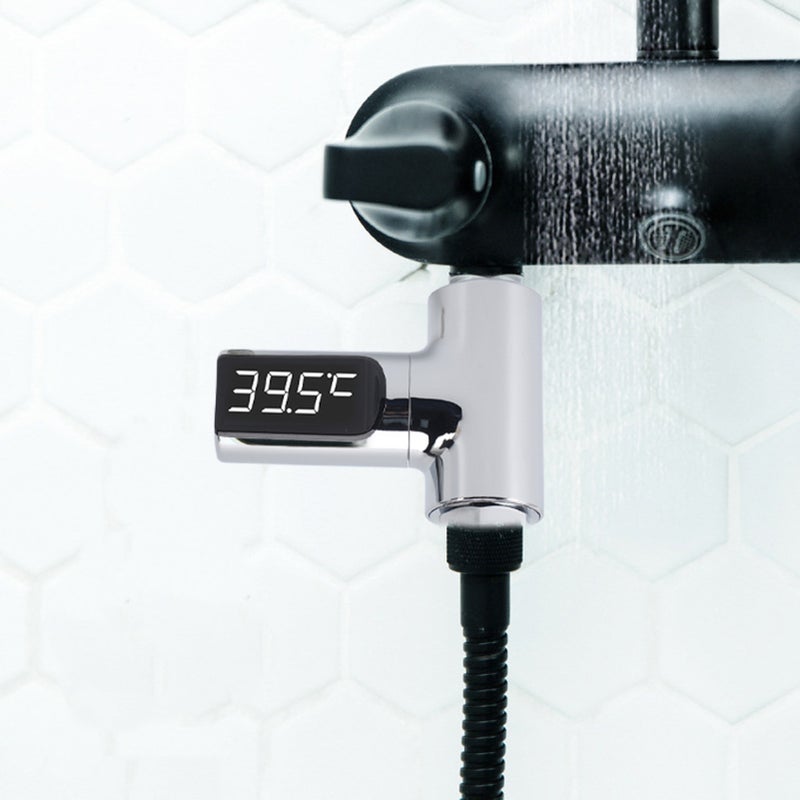 مقياس حرارة الماء LCD لدوشة المياه، مقياس حرارة الماء بالبلورة الكهربائية ومادة ABS لدش الأطفال والرضع، 0 درجة مئوية - 100 درجة مئوية، 8 × 8 × 3 سم / 3.1 × 3.1 × 1.2 بوصة - Image 4