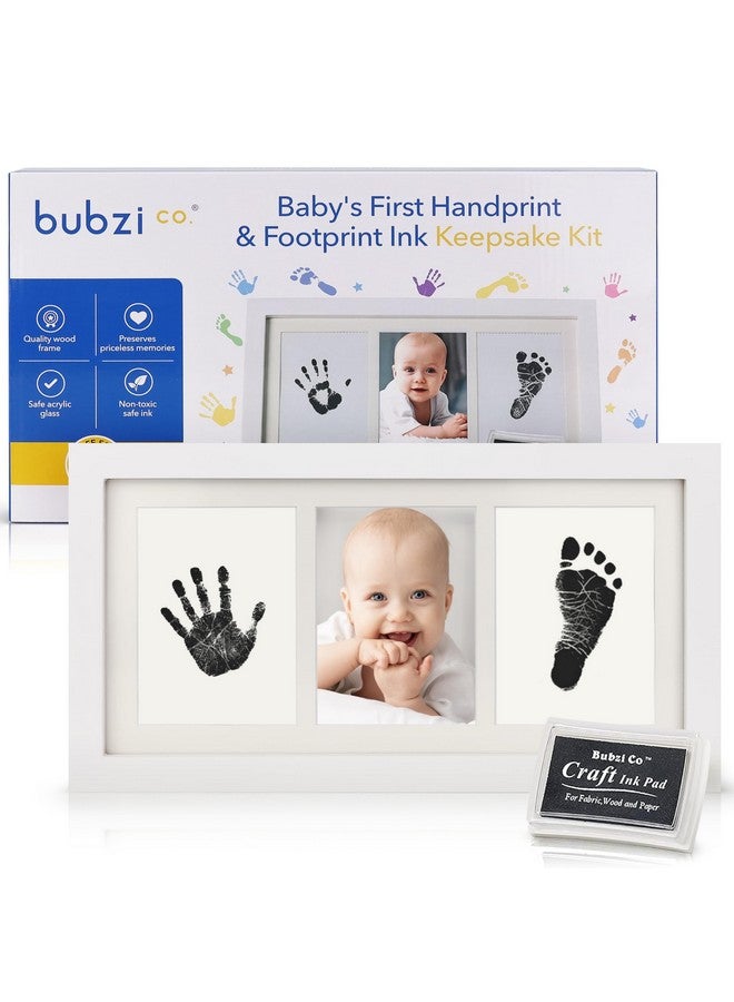 Bubzi Co Baby Handprint Kit & Footprint Photo Frame for Newborn Girls and Boys, Unique Baby Shower Gifts Set for Registry, Memorable Keepsake Decorations for Room Wall or Nursery Decor (White) - Image 1