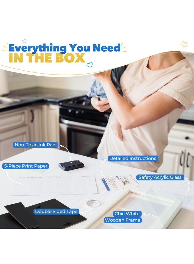 Bubzi Co Baby Handprint Kit & Footprint Photo Frame for Newborn Girls and Boys, Unique Baby Shower Gifts Set for Registry, Memorable Keepsake Decorations for Room Wall or Nursery Decor (White) - Image 2