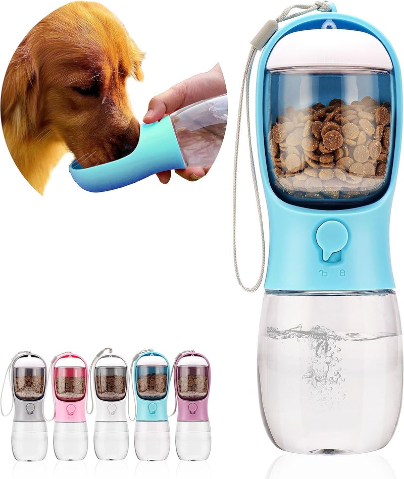 AVELORA Dog Water Bottle,Portable Pet Water Bottle with Food Container,Outdoor Portable Water Dispenser for Cat,Puppy,Pets for Walking,Hiking,Travel,Puppy Essentials,Dog Stuff(10oz) - Image 1