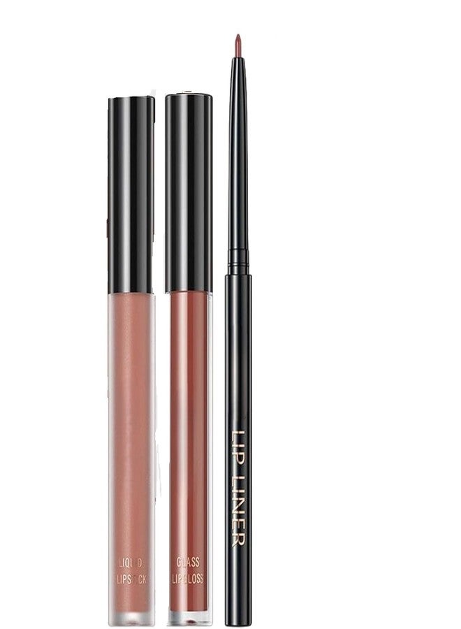 RedOak 3 In 1 Lip Gloss Set With Matte Lipstick,Moisturizing Lip Gloss And 2mm Lip Liner - Cupid - Image 1
