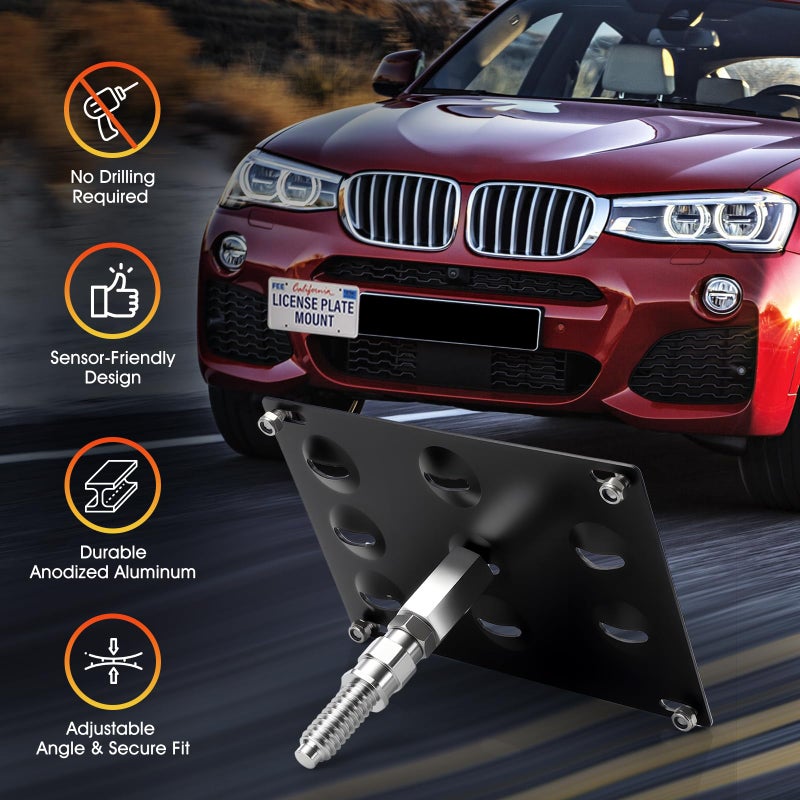 ACLONG Front Tow Hook License Plate Mount Bracket Fit for BMW 1 3 5 Series E46 E90 E91 E92 E93 E39 X5 E70 G30 No-Drill Front Bumper Plate Holder Kit - Image 5