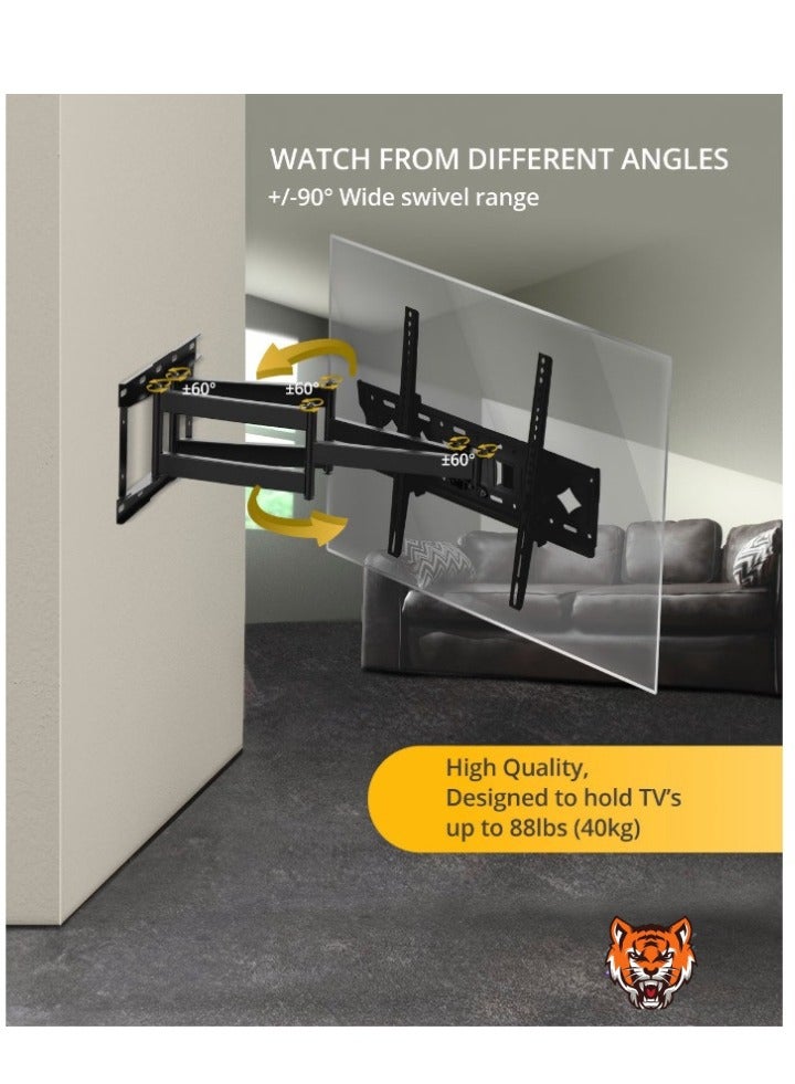 TIGER "Universal TV Wall Mount Bracket – Adjustable Heavy-Duty Design for 32”-85” LCD/LED TVs, Space-Saving, VESA Compatible (Black)"  - Image 4