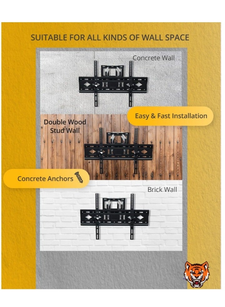 TIGER "Universal TV Wall Mount Bracket – Adjustable Heavy-Duty Design for 32”-85” LCD/LED TVs, Space-Saving, VESA Compatible (Black)"  - Image 5