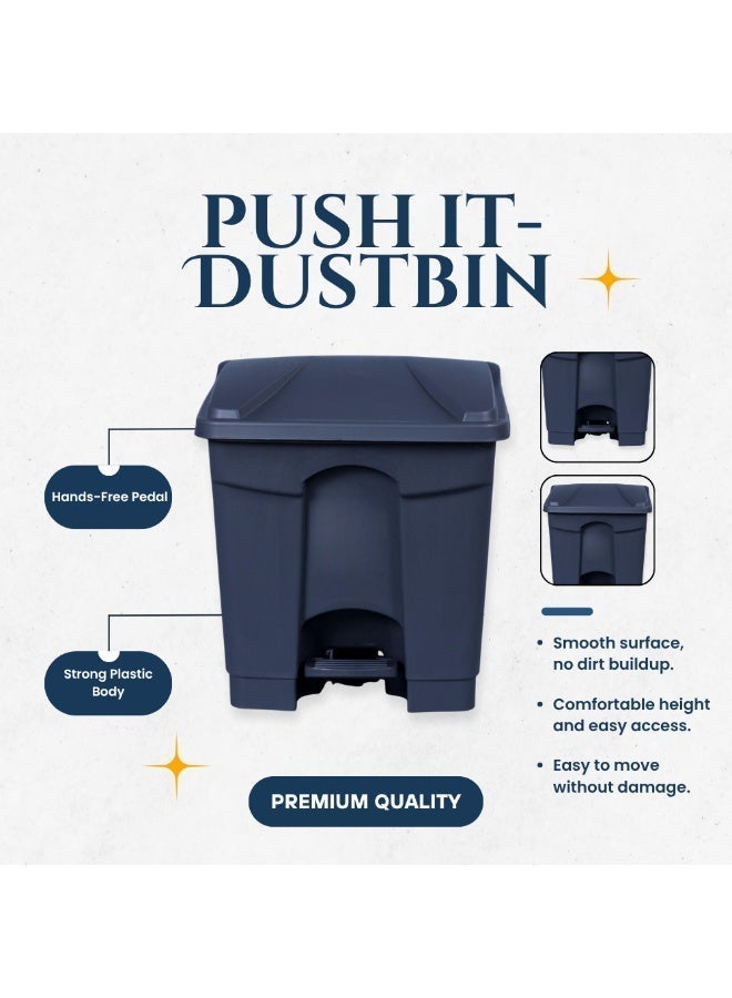 إس إن إتش سلة مهملات | سلة مهملات | سلة مهملات بدواسة قدم | سلة مهملات بغطاء دفع | سلة مهملات سهلة الدوس للمطبخ والحمام والمكتب والاستخدام الخارجي | سلة مهملات مقاومة للعوامل الجوية بغطاء محكم | حاوية قمامة بلاستيكية متينة - Image 2