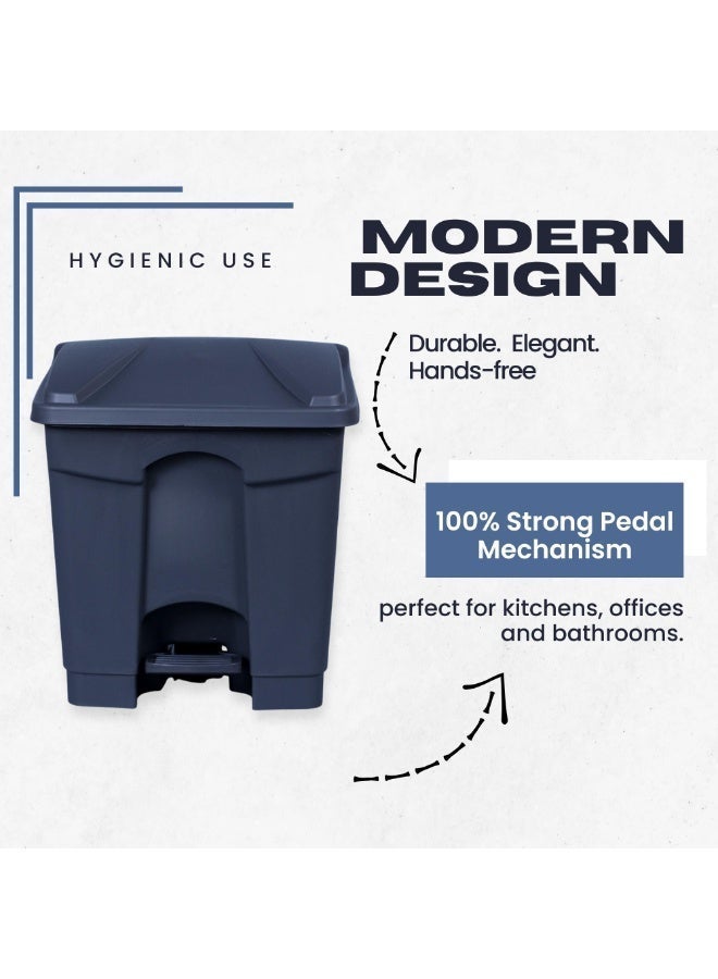 إس إن إتش سلة مهملات | سلة مهملات | سلة مهملات بدواسة قدم | سلة مهملات بغطاء دفع | سلة مهملات سهلة الدوس للمطبخ والحمام والمكتب والاستخدام الخارجي | سلة مهملات مقاومة للعوامل الجوية بغطاء محكم | حاوية قمامة بلاستيكية متينة - Image 3