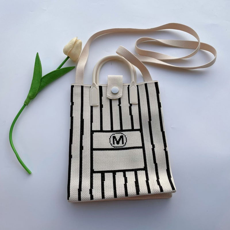 2025 Shoulder Crossbody Knitted Small Square Bag Open Portable Large Capacity Cute Fresh Style Fashionable Change Mobile Phone Bag - Image 1