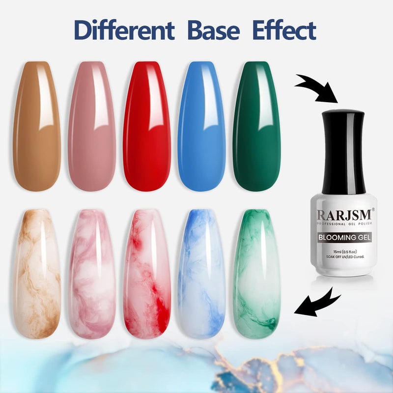 RARJSM Blooming Gel Nail Polish,Clear Blooming GelPolish 15ML UV LED Soak Off Nail Art Polish Blossom Gel for Spreading Effect Graffiti Marble Flower Watercolor Magical DIY Manicure Design - Image 2