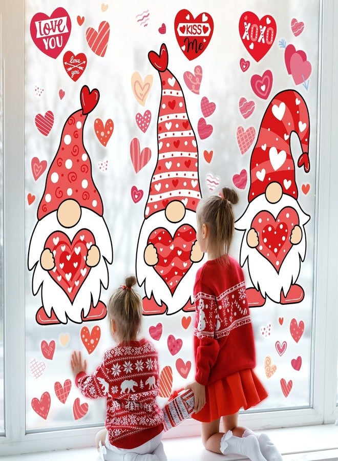 OBUSATT Valentine's Day Window Clings Decorations Extra Large Gnome Window Sticker Valentines Day Giant Gnome Heart Decal Ornament Supplies for Wedding Anniversary Valentines Party Home Office Classroom Decor - Image 4