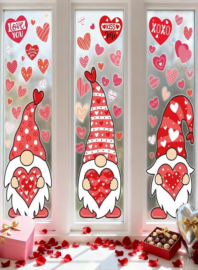 OBUSATT Valentine's Day Window Clings Decorations Extra Large Gnome Window Sticker Valentines Day Giant Gnome Heart Decal Ornament Supplies for Wedding Anniversary Valentines Party Home Office Classroom Decor - Image 2