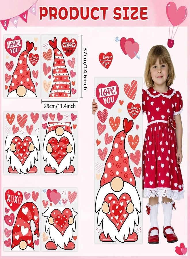 OBUSATT Valentine's Day Window Clings Decorations Extra Large Gnome Window Sticker Valentines Day Giant Gnome Heart Decal Ornament Supplies for Wedding Anniversary Valentines Party Home Office Classroom Decor - Image 3