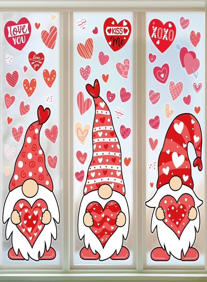OBUSATT Valentine's Day Window Clings Decorations Extra Large Gnome Window Sticker Valentines Day Giant Gnome Heart Decal Ornament Supplies for Wedding Anniversary Valentines Party Home Office Classroom Decor - Image 1