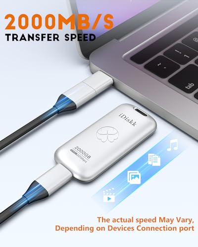 iDiskk 【Plug-Play 1TB HIgh Speed 2000MB/s External SSD |Pocket-Sized | USB 3.2 Gen 2x2 | External Solid State Drive | Photo Stick Compatible with Xbox,PS4,iPad,PC&Mac,PC,Android Phones,Cameras - Image 4