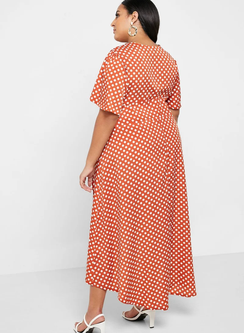 Missguided Curve Polka Dot High Low Wrap Dress