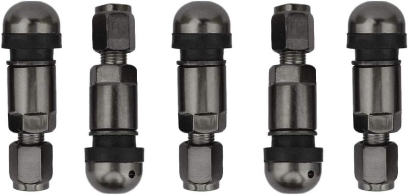 WINKA غطاء قمة صمام إطار السيارة من الألومنيوم من نوع Bolt-in، خاص بالإطارات اللاسلكية (tubeless)، بلون رمادي ومزود بأغطية لمنع الغبار - Image 1