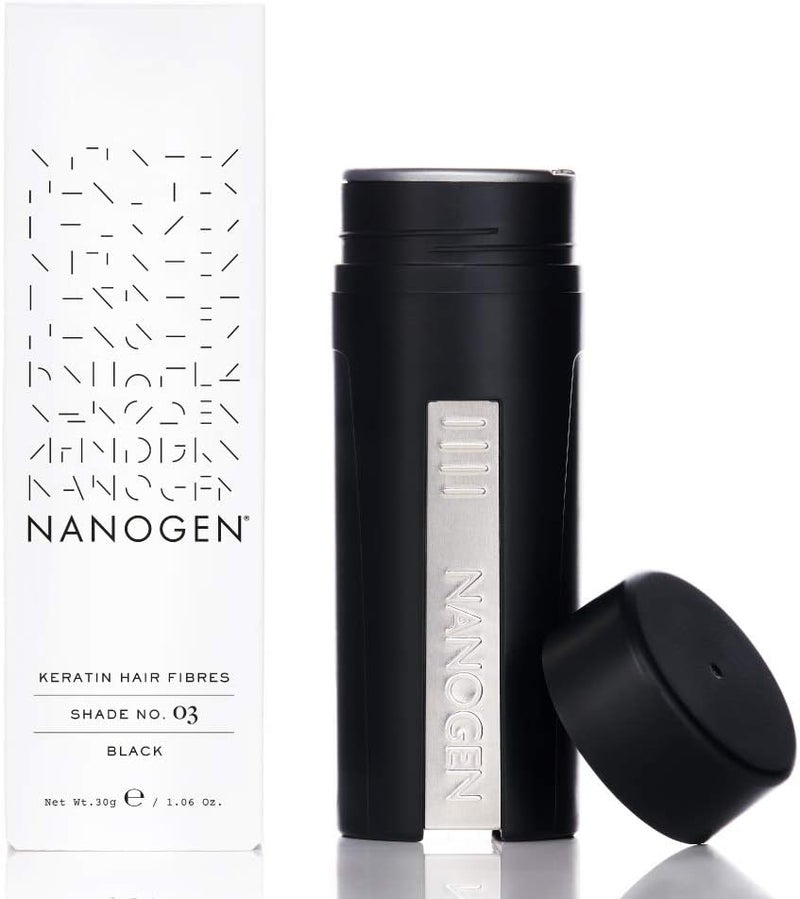 Nanogen Keratin Hair Thickening Fibres 30g - Black - 2 Month Supply for Thinning Hair - Image 1