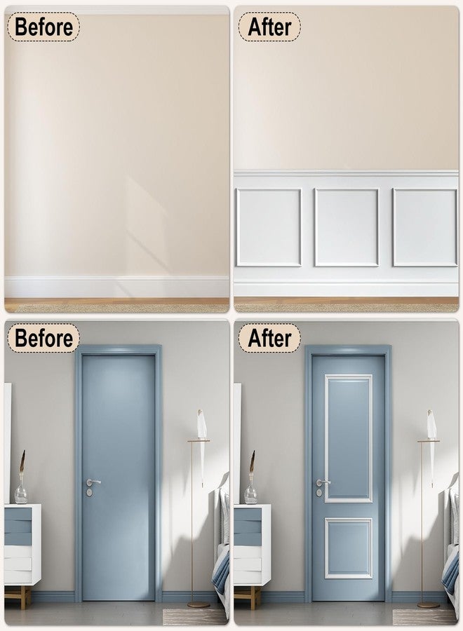 Hungbak 2 Set of 16" x 20" Pre-Cut Accent Wall Molding Trim Kit, Peel and Stick Premade Wainscoting Panels for Interior Decoration, Ready to Assemble Chair Rail Moulding - Image 5