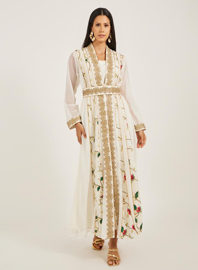 مكسيم كريشن قفطان مطرز بحزام - Image 1