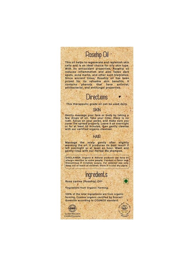 HM HERBAL ME زيت وردة الورد العضوي المعتمد للبشرة والشعر الصحيين_50 مل - Image 3