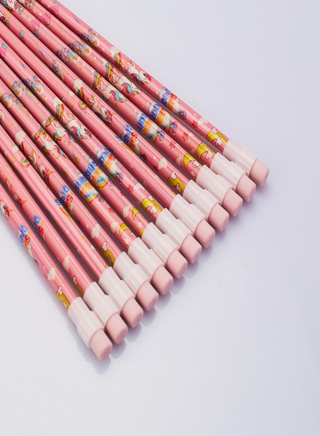 CherryBox Unicorn Pencils Stationary Kit - 12 Pencils Set with Grip Unicorn Eraser and Sharpner for Kids, Boys and Girls, Birthday Return Gift Stationary Set (Pink) - Image 4