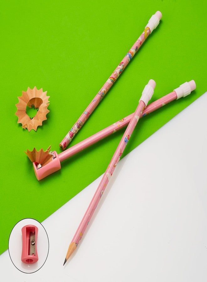 CherryBox Unicorn Pencils Stationary Kit - 12 Pencils Set with Grip Unicorn Eraser and Sharpner for Kids, Boys and Girls, Birthday Return Gift Stationary Set (Pink) - Image 5