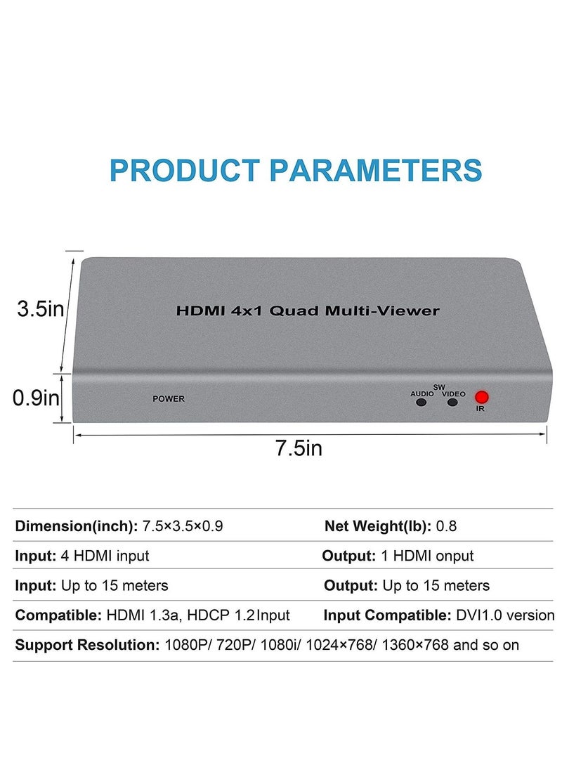 Generic - 4x1 HDMI Quad Real Time Multi Viewer with Full 1080P & 3D HDMI Seamless Switching Function Support 5 Modes for PS3/PC/STB/DVD (4X1 HDMI Multi Viewer) (TD-427H-05) - Image 1