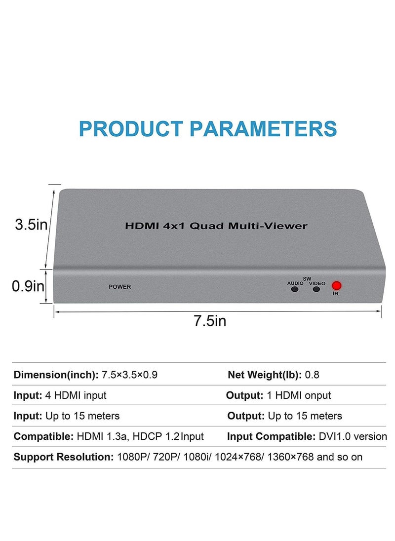 Generic - 4x1 HDMI Quad Real Time Multi Viewer with Full 1080P & 3D HDMI Seamless Switching Function Support 5 Modes for PS3/PC/STB/DVD (4X1 HDMI Multi Viewer) (TD-427H-05) - Image 1